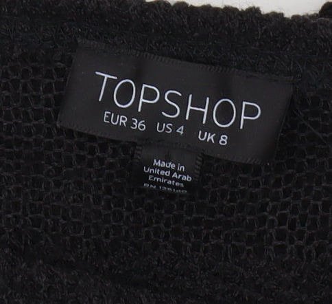 Topshop Women's Black Pullover Jumper UK 8 Striped