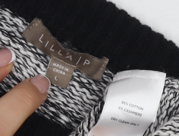 Lilla P Women's Grey Pullover Jumper, Size L, Raglan Sleeve