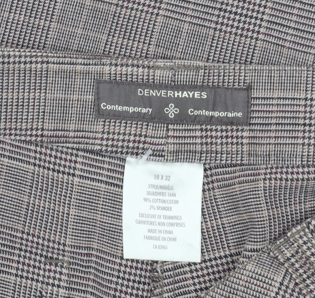 Denver Hayes Women's Grey Check Straight Trousers Size 14