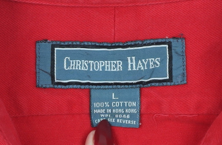 Christopher Hayes Men's Red Cotton Button-Up Shirt