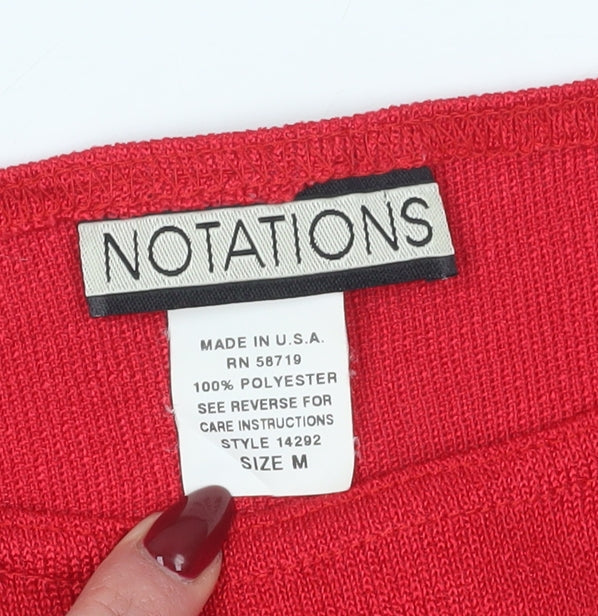 Notations Women's Red Blouse, Medium, 3/4 Sleeve, Round Neck
