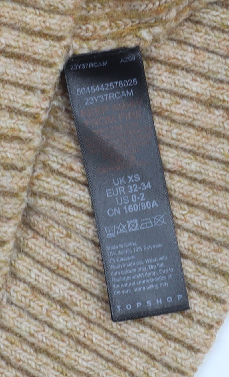 Topshop Women Beige XS High Neck Pullover Jumper