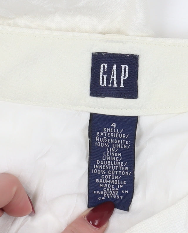 Gap Women's White Linen Wide-Leg Trousers, Size 4