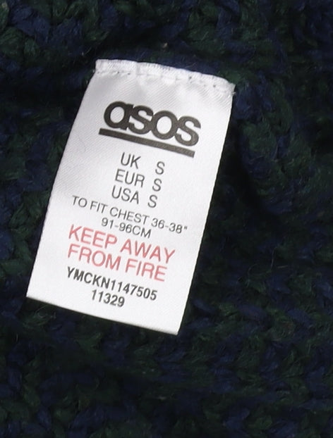 ASOS Women's Blue Chunky Knit V-Neck Jumper S