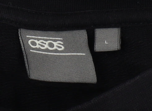 ASOS Unisex Black Pullover Sweatshirt L Cotton