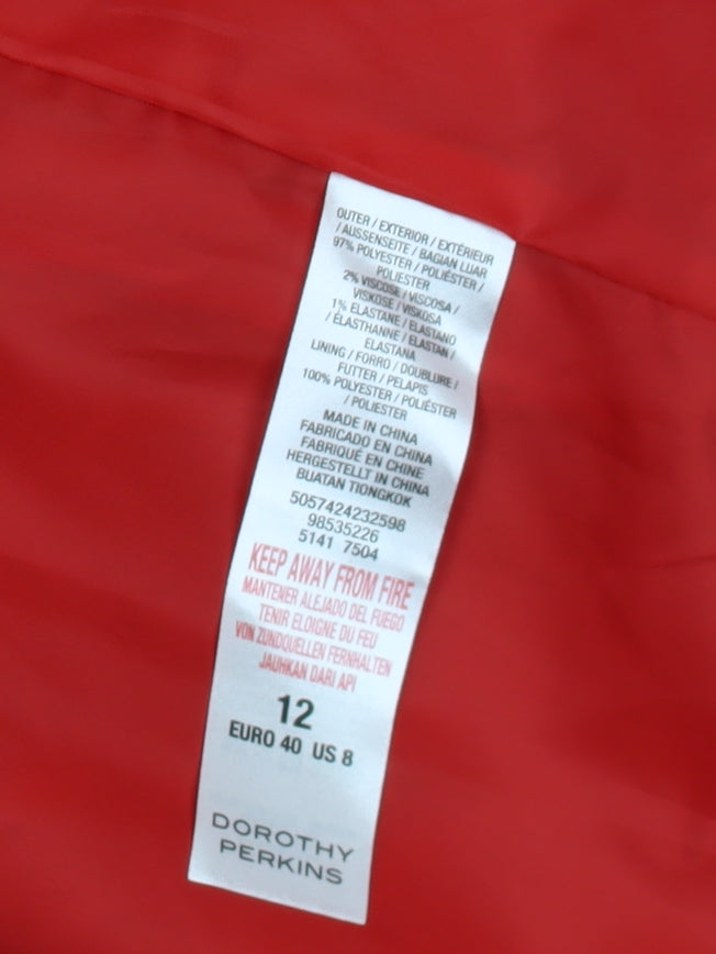 Dorothy Perkins Women's Red Coat Size 12 Mid-Length Open