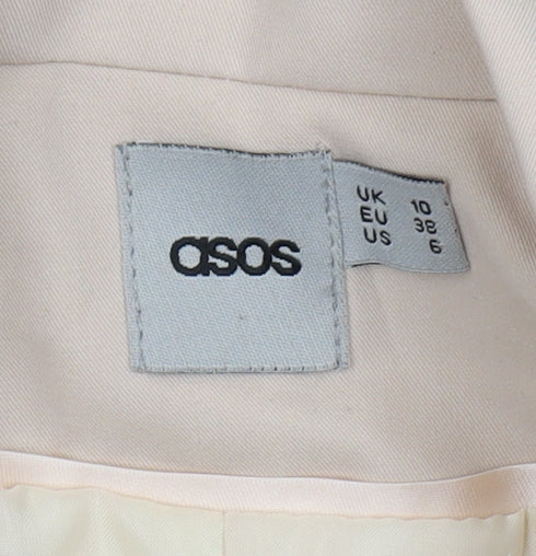 Brand and care label for ASOS Women’s Beige Blazer, size UK 10, Regular 3/4 Sleeve