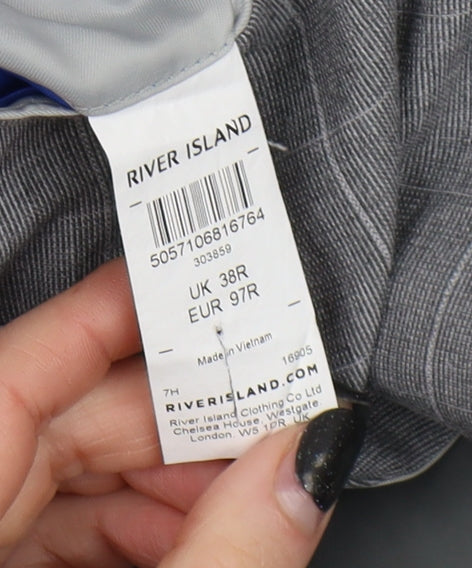 River Island Men's Grey Check Suit Jacket 38R