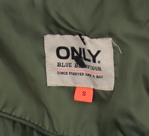 Only Women's Green Puffer Jacket, Size S, Casual Style