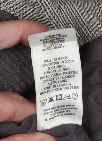 Topman Men's Grey Check Hooded Jacket XS