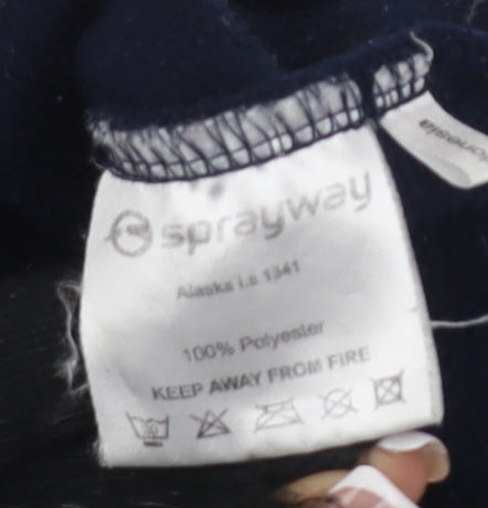 Brand and care label for Sprayway boys’ black fleece jacket, size 12, full zip