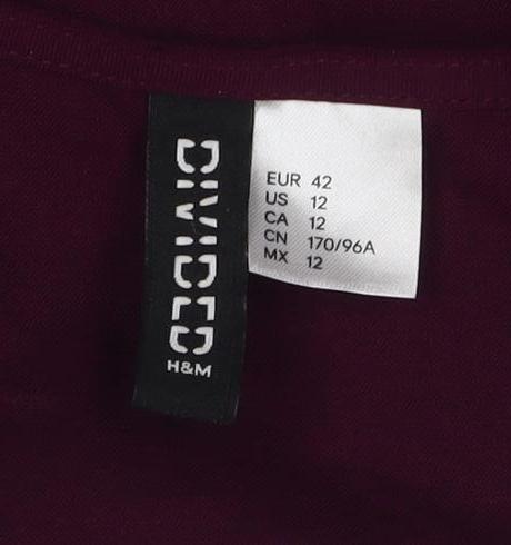 H&M Women Purple Shift Dress Size 14 3/4 Sleeve