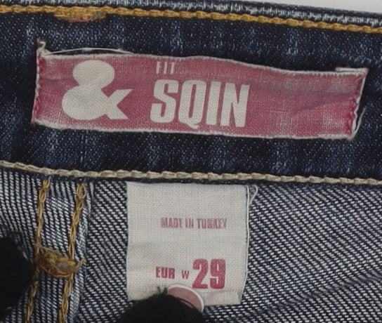 SQIN Women's Slim Fit Dark Blue Denim Jeans Size 1