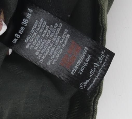 Miss Selfridge Women's Green Fair Isle Hooded Jacket Size 8