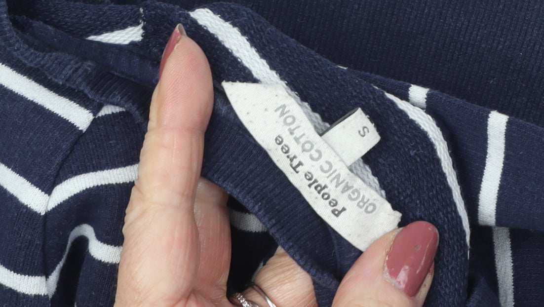 People Tree Women's Blue Striped Pullover Sweatshirt Size S