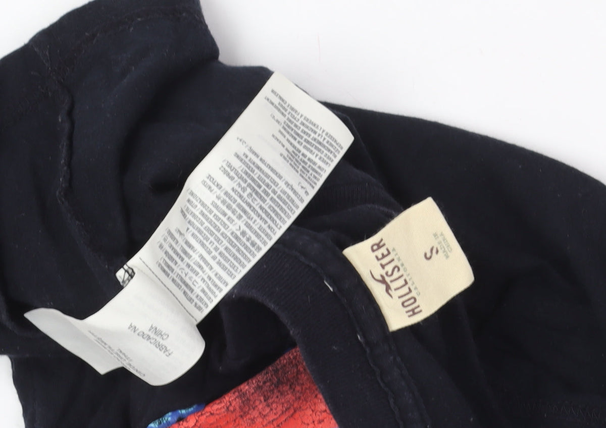 Hollister Black Embroidered T-Shirt Unisex S