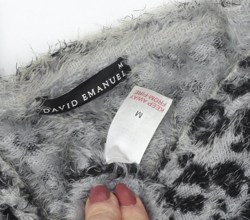 David Emanuel Women's Grey Animal Print Pullover Jumper