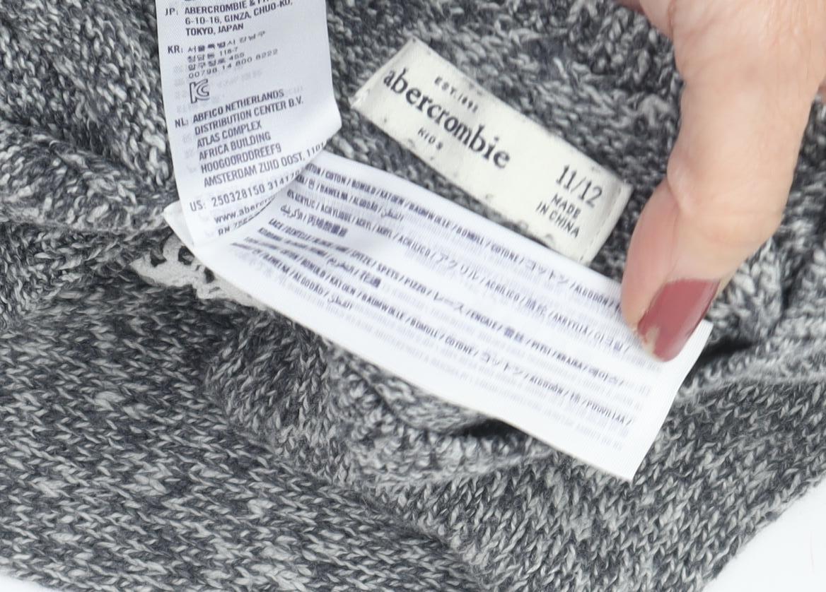 Abercrombie & Fitch Women's Grey Lace Knit Pullover Jumper L