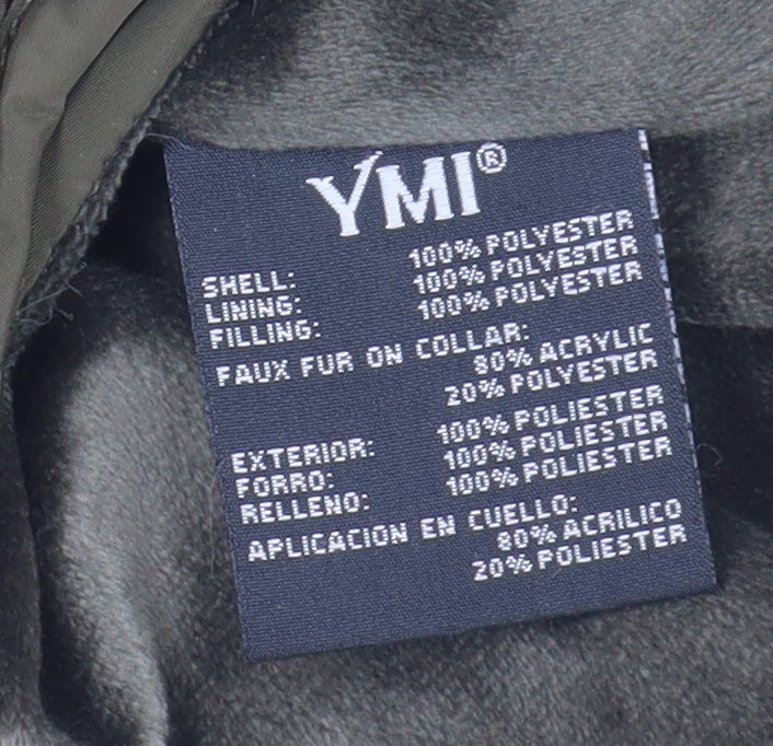 YMI Women's Green Puffer Jacket M Hooded Winter