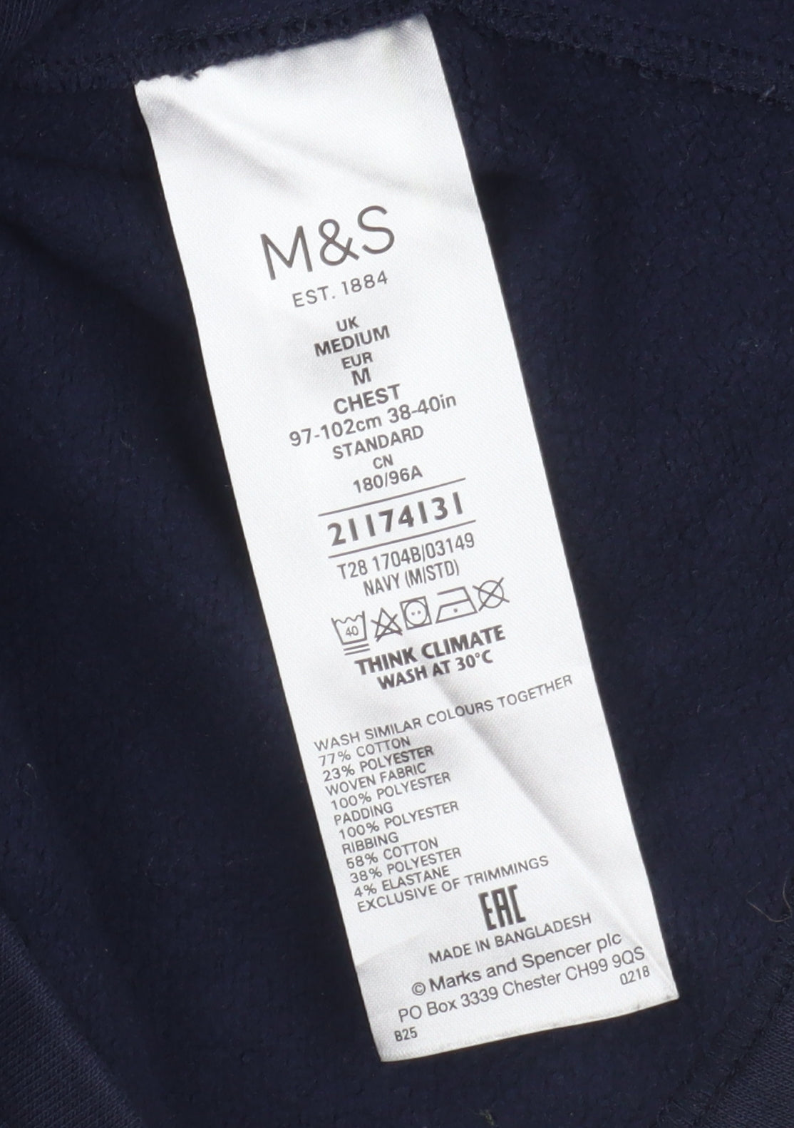 Marks & Spencer Men's Blue Medium Windbreaker Jacket