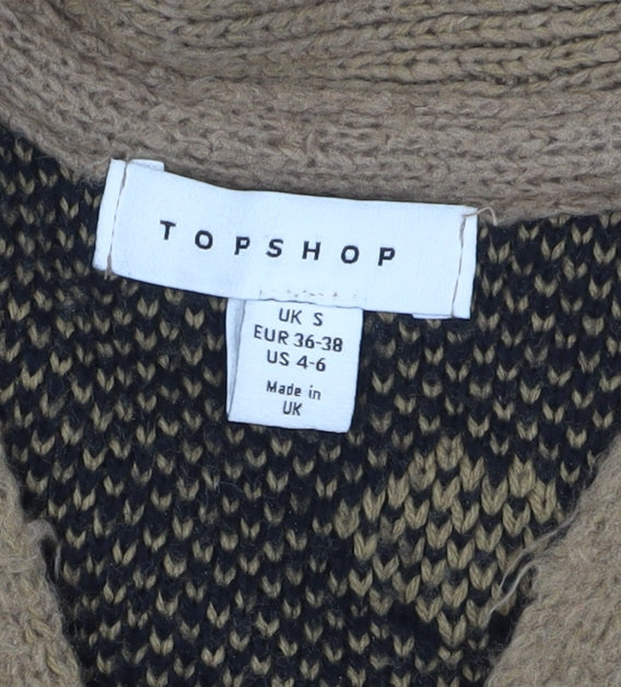Topshop Women's Brown Polka Dot Cardigan Size S