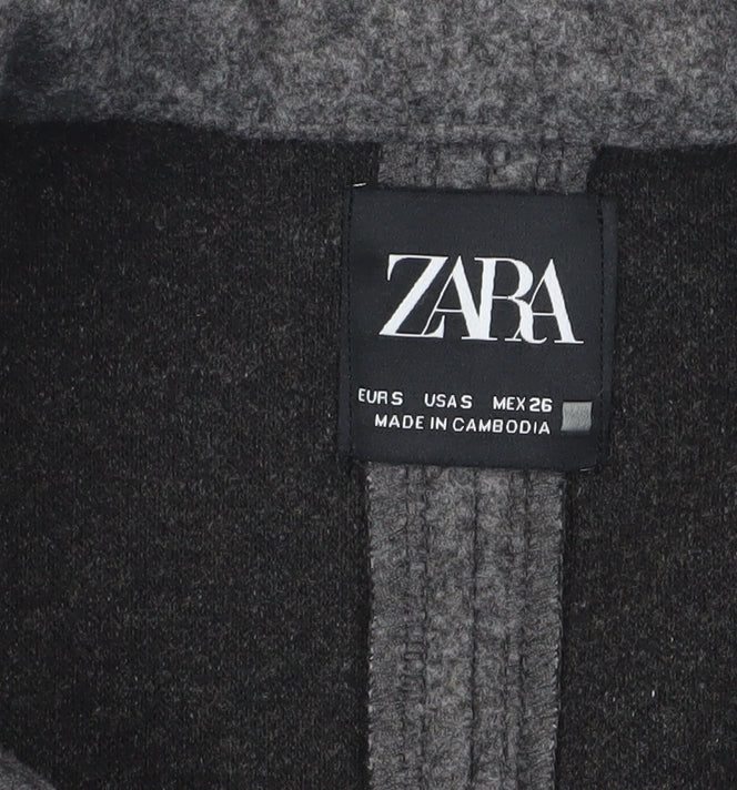 Zara Women's Grey Overcoat S Collared Mid-Length