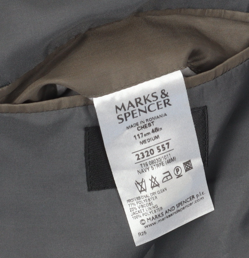 Marks & Spencer Men's Blue Striped Blazer 46R