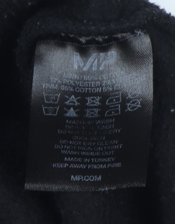 MP Men's Black Hoodie, Size S, Logo Accent, Fleece Pullover