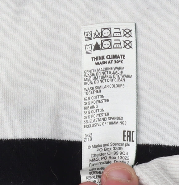 Marks & Spencer Women Ivory Striped Pullover Sweatshirt Size 14