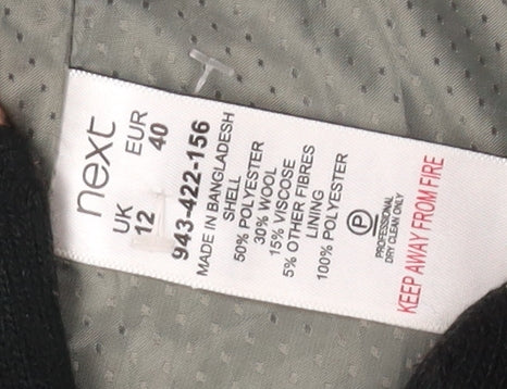 Next Women's Blue Coat Size 12, Warm Polyester Wool Blend