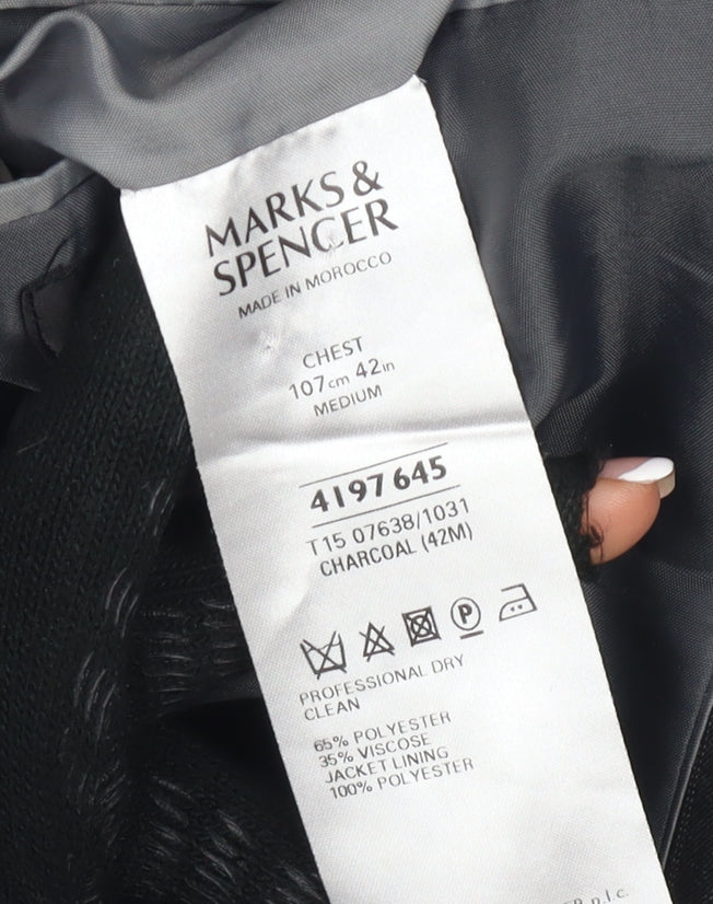 Marks & Spencer Men's Black Striped Suit Jacket, 42R