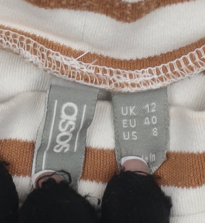 ASOS Women's Brown Striped Top, Size 12, Casual Jersey