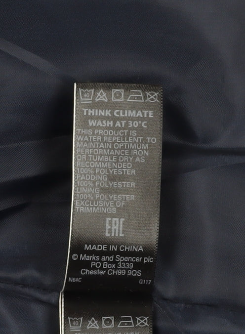 Marks & Spencer Women's Blue Puffer Jacket Size 10 - Winter Essential