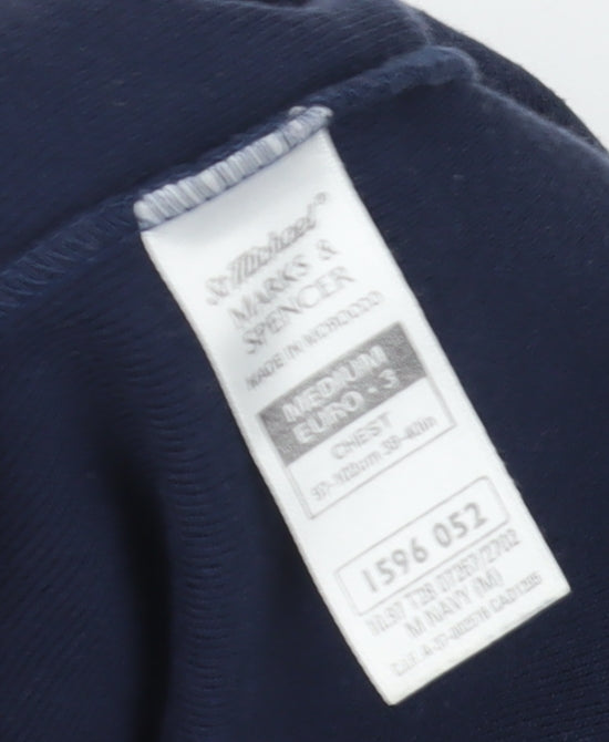 Marks & Spencer Men's Blue V-Neck Pullover Sweatshirt M