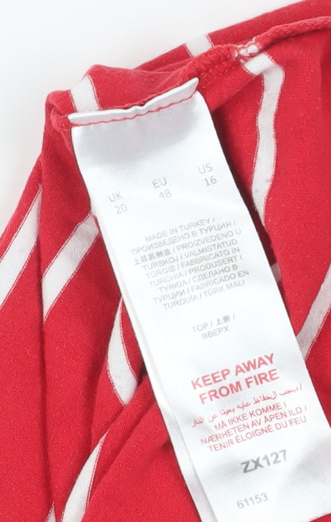 Capsule Women's Plus Red Striped Basic T-Shirt