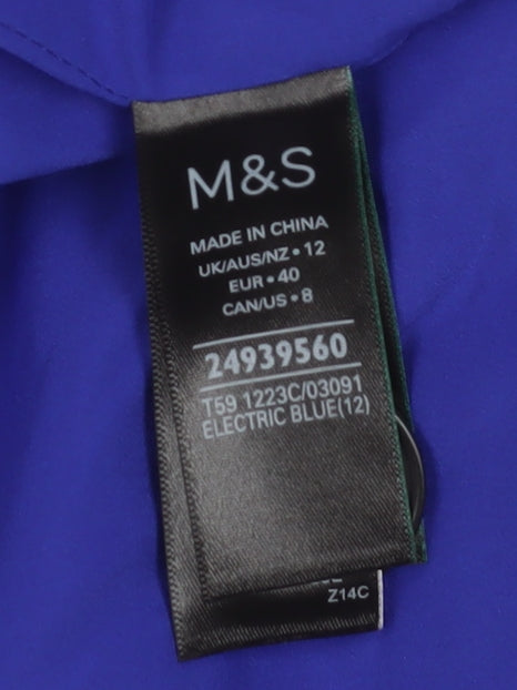 Marks & Spencer Women's Blue Overcoat - Size 12