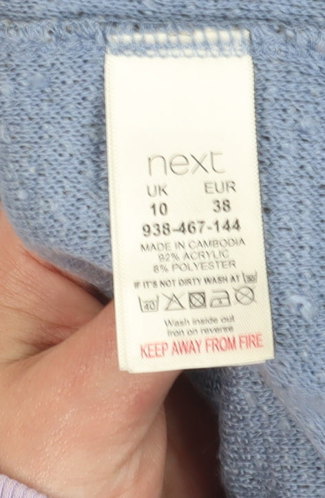 Next Women's Blue Knit Jersey Mock Neck Top - Size 10
