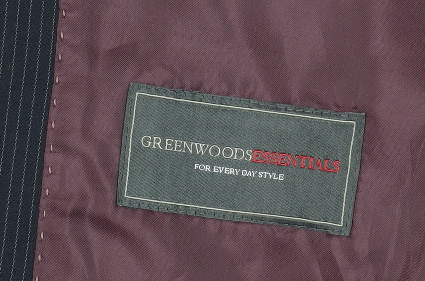 Greenwoods Men's Black Striped Blazer, Size 38R, Formal