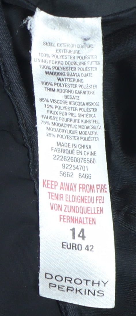 Dorothy Perkins Women's Black Puffer Jacket Size 14