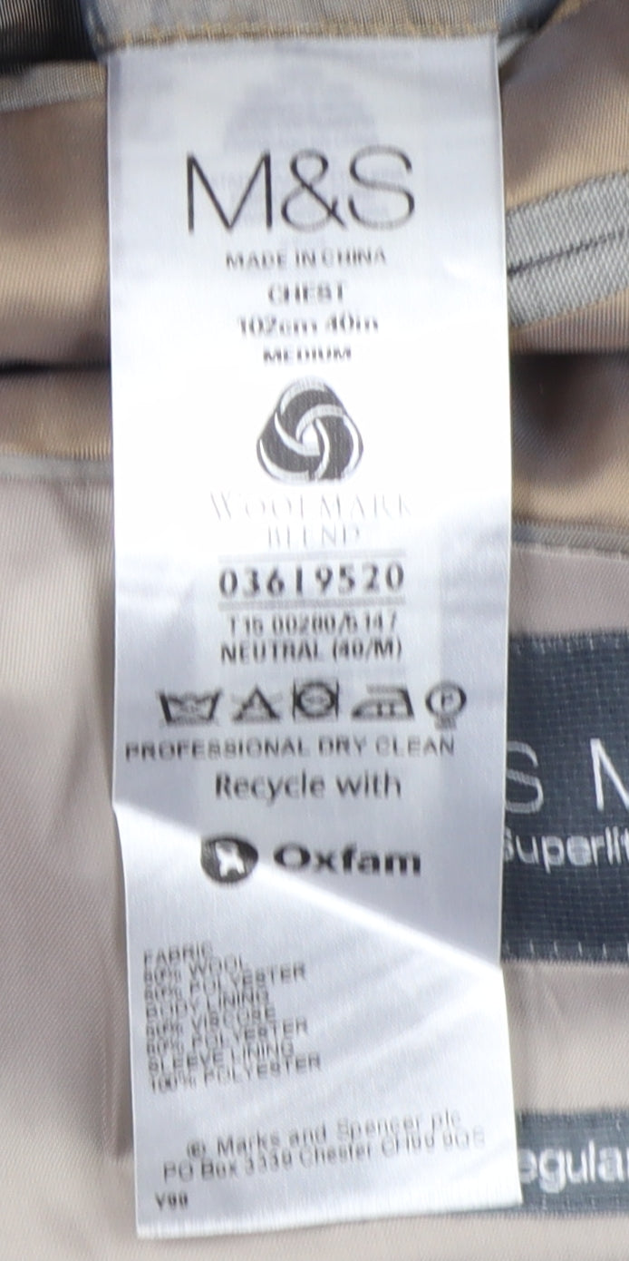 Marks & Spencer Men's Grey Wool Suit Jacket 40R