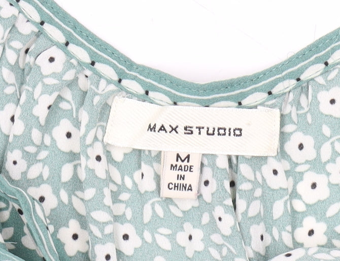 Max Studio Women's Blue Floral Tunic Blouse M