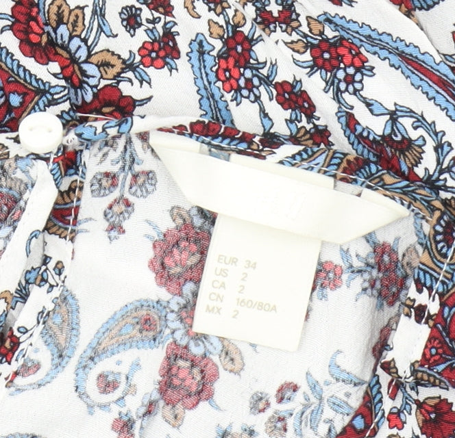 H&M Women's Multicoloured Paisley Tunic Blouse Size 6