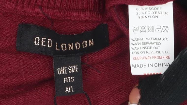 QED London Women's Red Roll Neck Jumper Tunic One Size