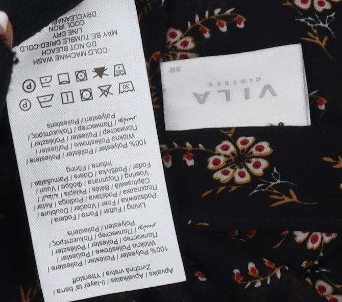 Vila Women’s Black Floral Tunic Blouse Size 10