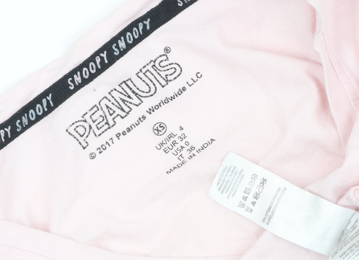Peanuts Women's Pink Snoopy Pyjama Top Size 4