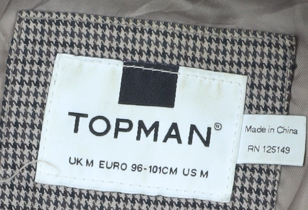 Topman Men's Brown Puffer Jacket M Cotton Casual