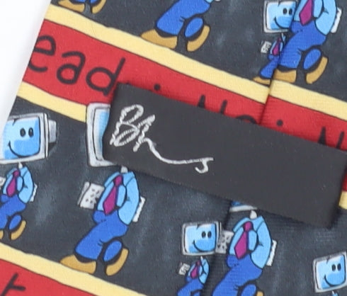 BHS Men's Multicoloured Geometric Cartoon Tie, One Size