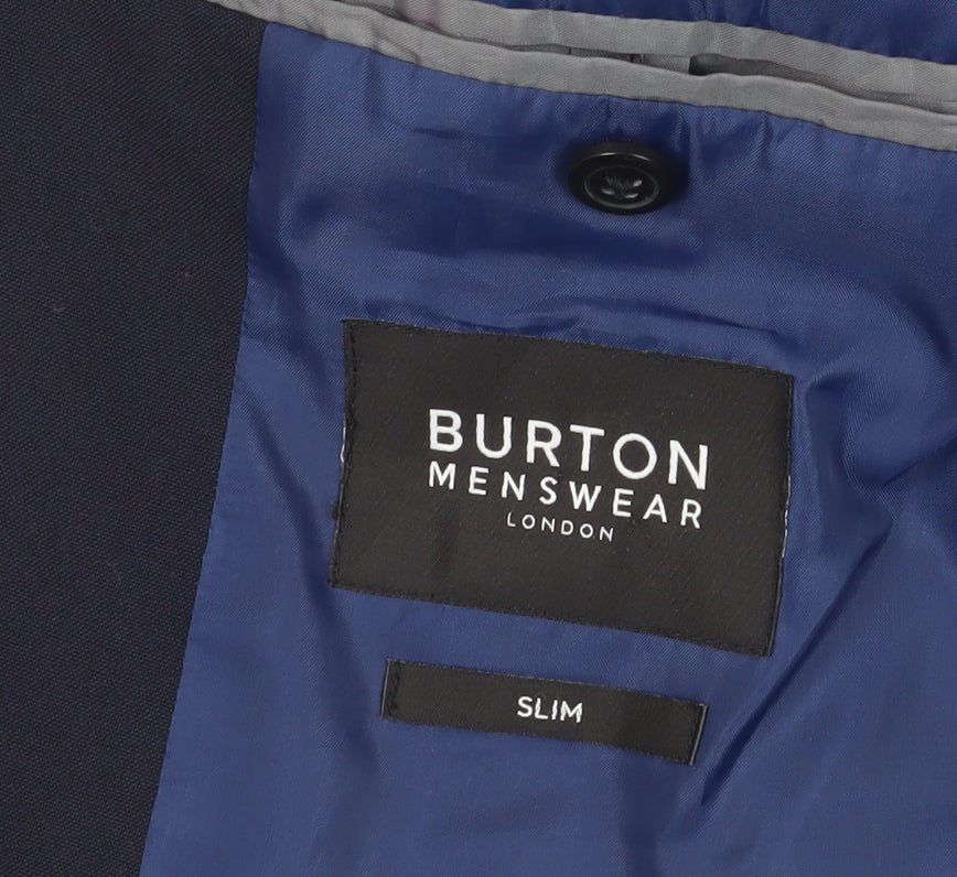 Burton Men's Blue Slim Suit Jacket 42 Regular Fit