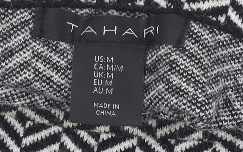 Tahari Women's Black Geometric Pullover Jumper M