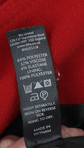 BHS Women's Red Mid-Length Overcoat - Size 12